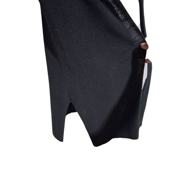 Eileen Fisher Blk Organic Linen & Cotton Womens size Petite Medium Open Cardigan - Picture 6 of 10